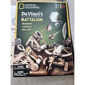 National Geographic STEM DaVinci's Battalion Laser Cut Wooden Building Kit New